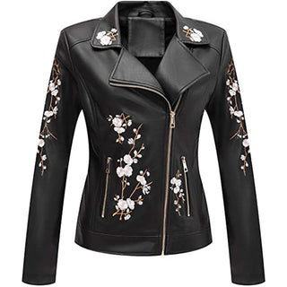 Giolshon Autum X Flowers Leather Jacket