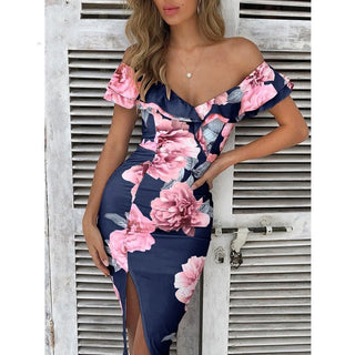 Bandage Off shoulder X Flower Dress
