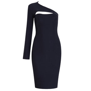 Black One Shoulder Bandage Dress