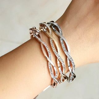 Diamond Wave Cross Hollow Bracelet