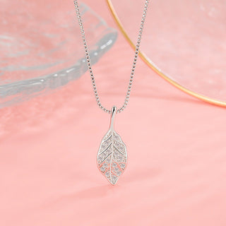 Diamond X Leaf Necklace