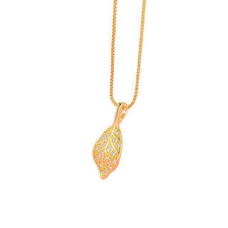 Diamond X Leaf Necklace