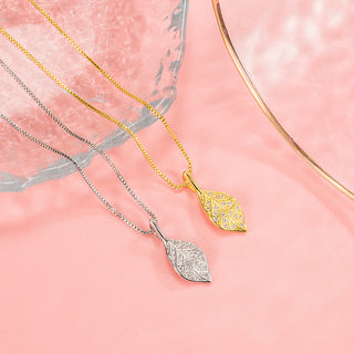 Diamond X Leaf Necklace