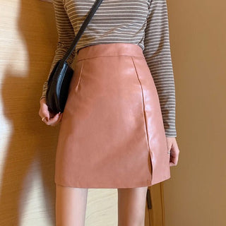 Fashion X Shiny Bodycon Leather Skirt