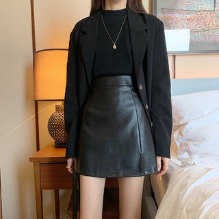 Fashion X Shiny Bodycon Leather Skirt