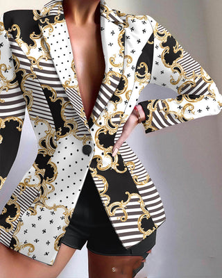 Fashionable X Multicolor Lapel Blazer