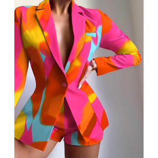 Fashionable X Multicolor Lapel Blazer