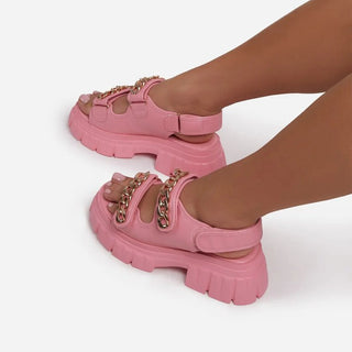 Golden Chained mid-heel Sandals