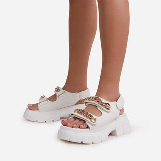 Golden Chained mid-heel Sandals