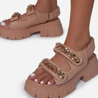 Golden Chained mid-heel Sandals