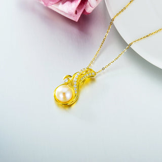Golden X Ocean Wave X Pearl Necklace