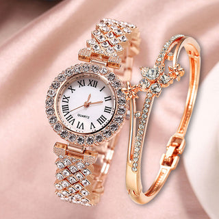Luxury Diamond Watch & Diamond Bracelet X Quartz