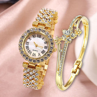 Luxury Diamond Watch & Diamond Bracelet X Quartz