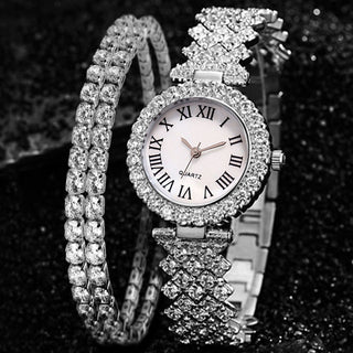 Luxury Diamond Watch & Diamond Bracelet X Quartz