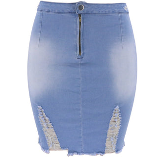 Ripped X Denim Hip Skirt