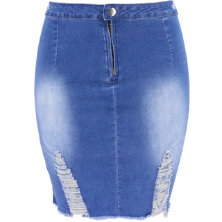 Ripped X Denim Hip Skirt