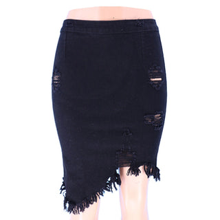 Ripped X Denim Hip Skirt