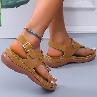 Roman Cedar Wedge X Beach Sandals