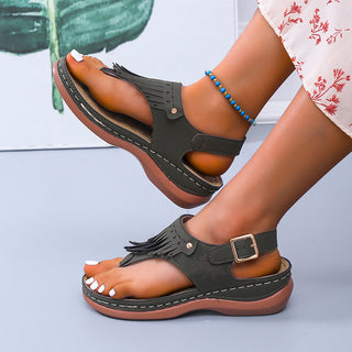 Roman Cedar Wedge X Beach Sandals