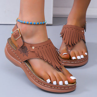 Roman Cedar Wedge X Beach Sandals
