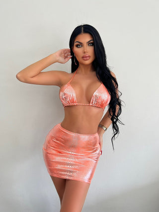 Shiny Summer SwimSuits X Halter Snake Pattern