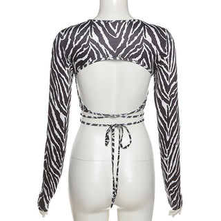 Striped Zebra Print X Top