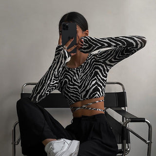 Striped Zebra Print X Top